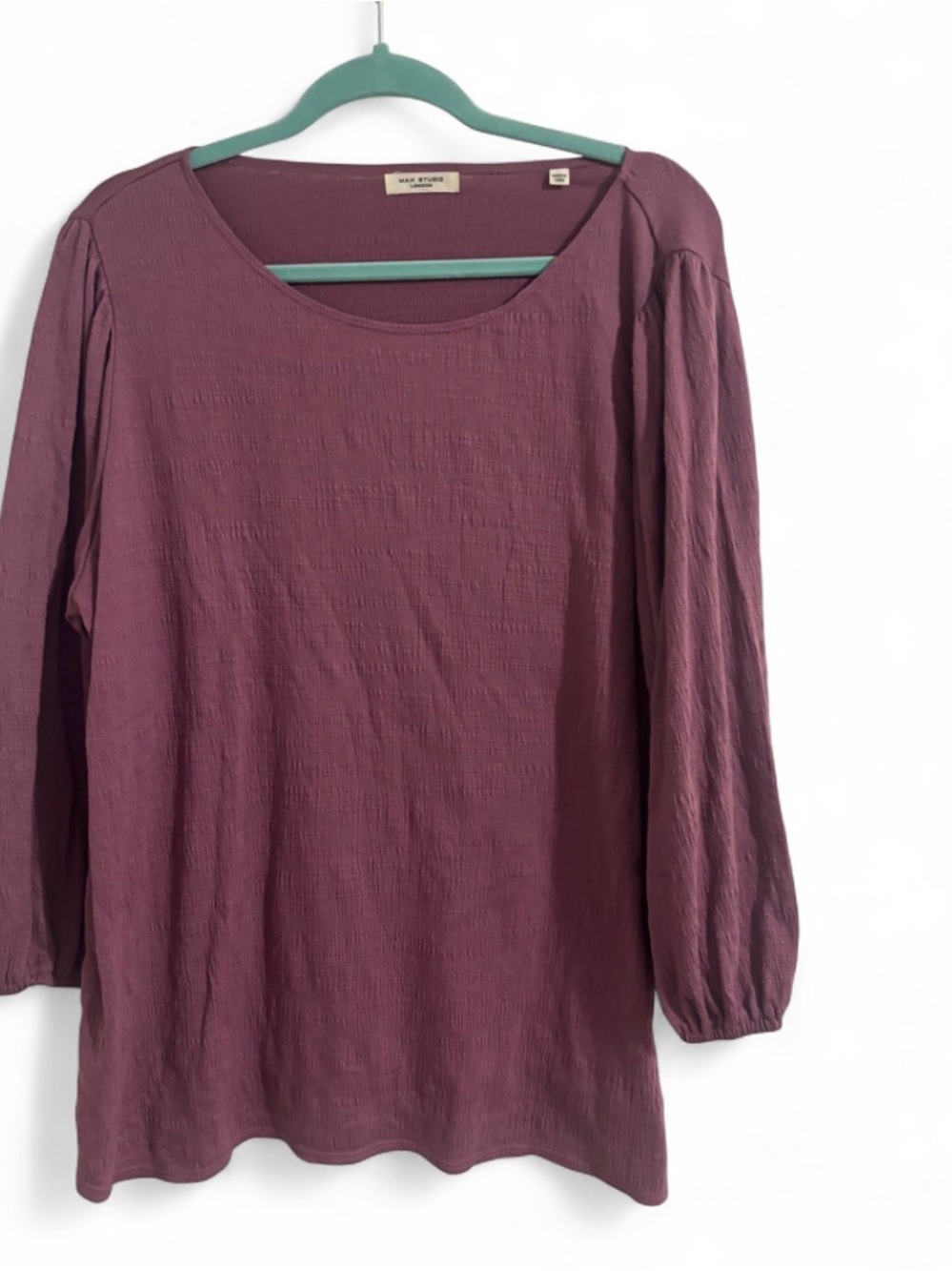 Max Studio Mauve Scoop-Neck Long Sleeve Top